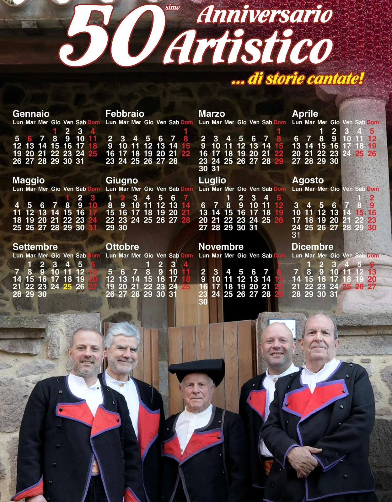 Calendario personalizzato da parete per un cinquantesimo anniversario