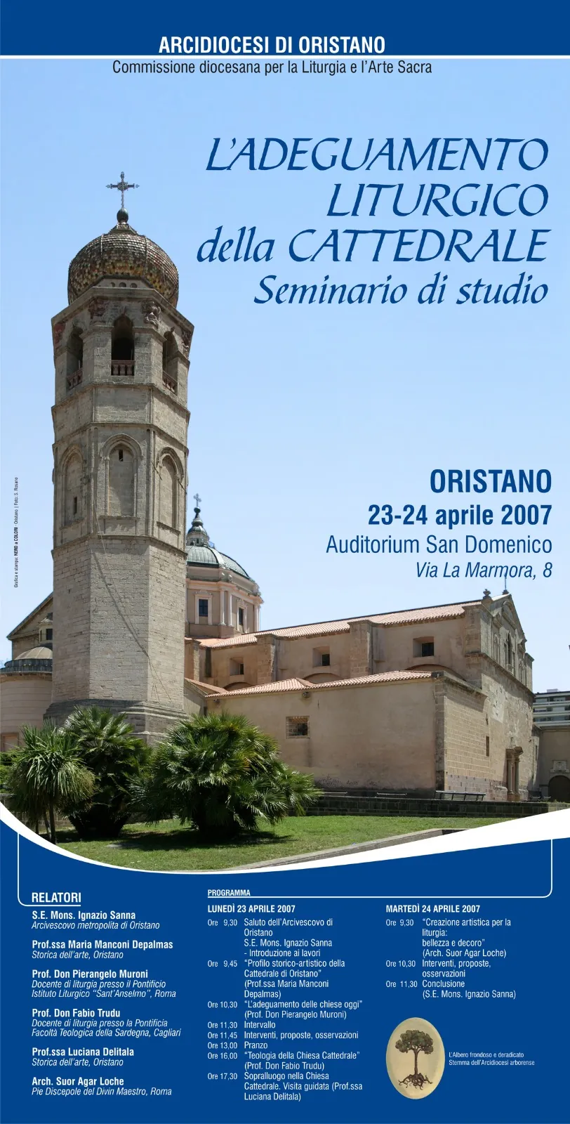Locandina del seminario sull'adeguamento liturgico della Cattedrale di Oristano