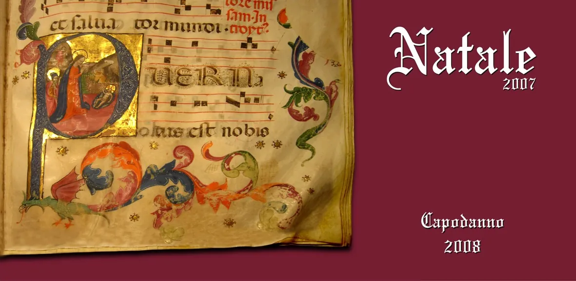 Biglietto d'auguri con miniatura da codice antico