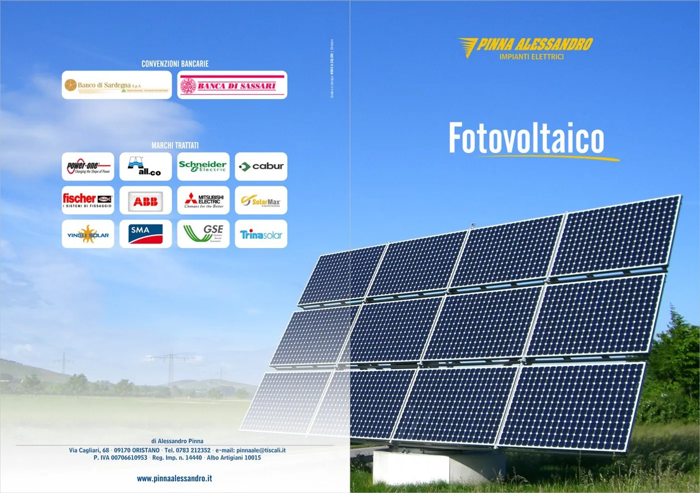 Cartella di presentazione fronte e retro per un'azienda di impianti elettrici